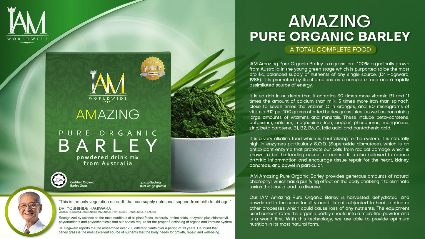 IAM Amazing Organic Pure Barley Powder - Bronze Package (10 Boxes)