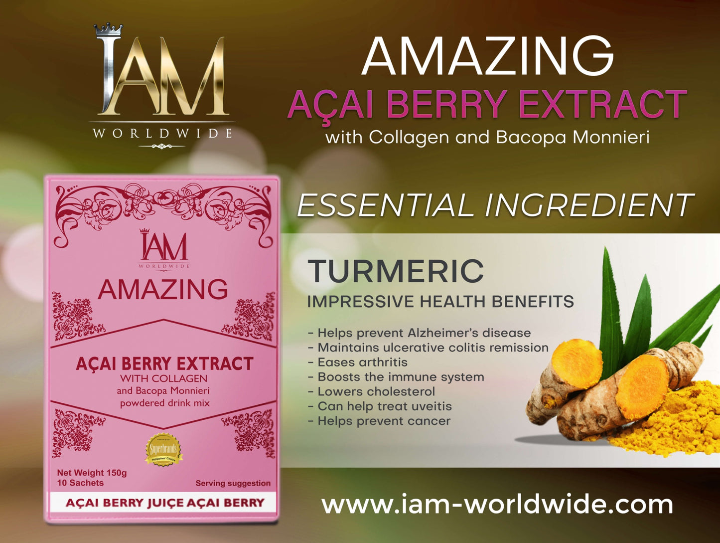 Collagen Juice -  IAM Amazing Acai Berry extract juice with Bacopa Monnieri